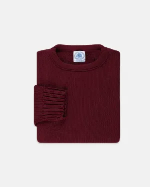 CHUNKY COTTON CREW NECK SWEATER - BURGUNDY