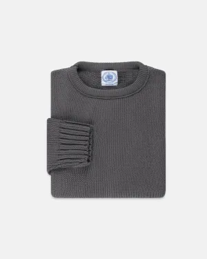 CHUNKY COTTON CREW NECK SWEATER - CHARCOAL