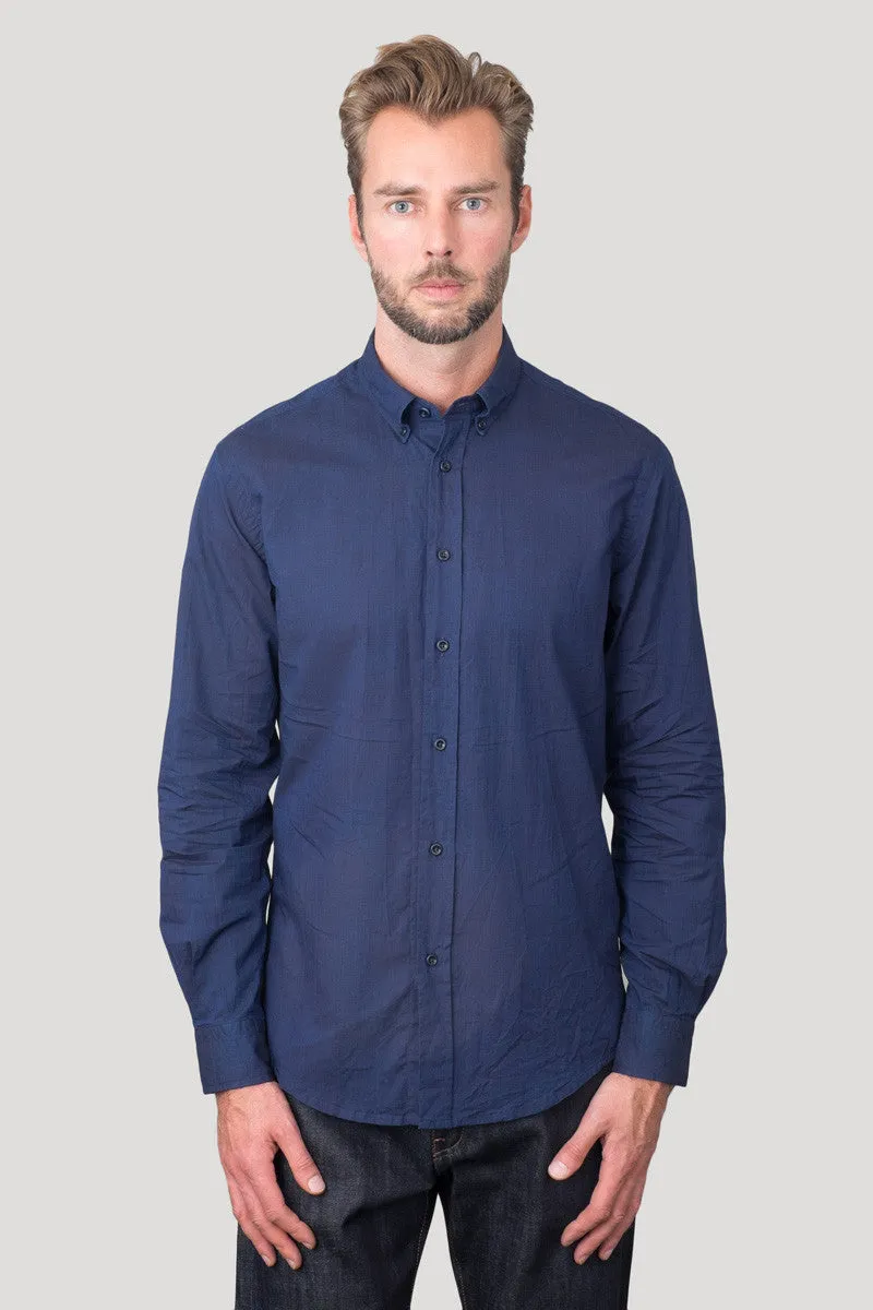 Classic Button Down - Indigo Poplin