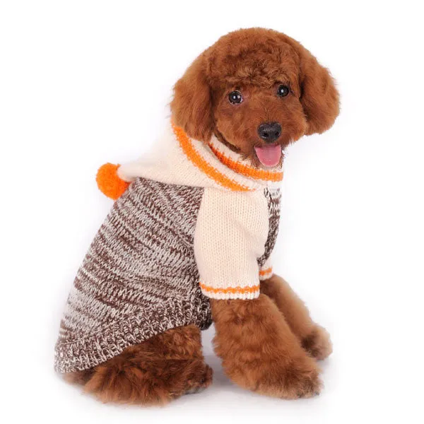CONTRAST HOODIE DOG SWEATER BEIGE