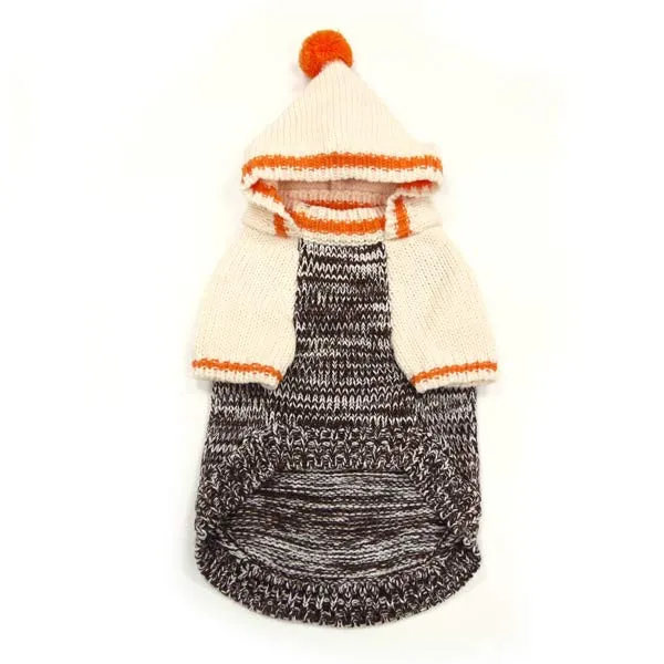 CONTRAST HOODIE DOG SWEATER BEIGE