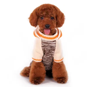 CONTRAST HOODIE DOG SWEATER BEIGE