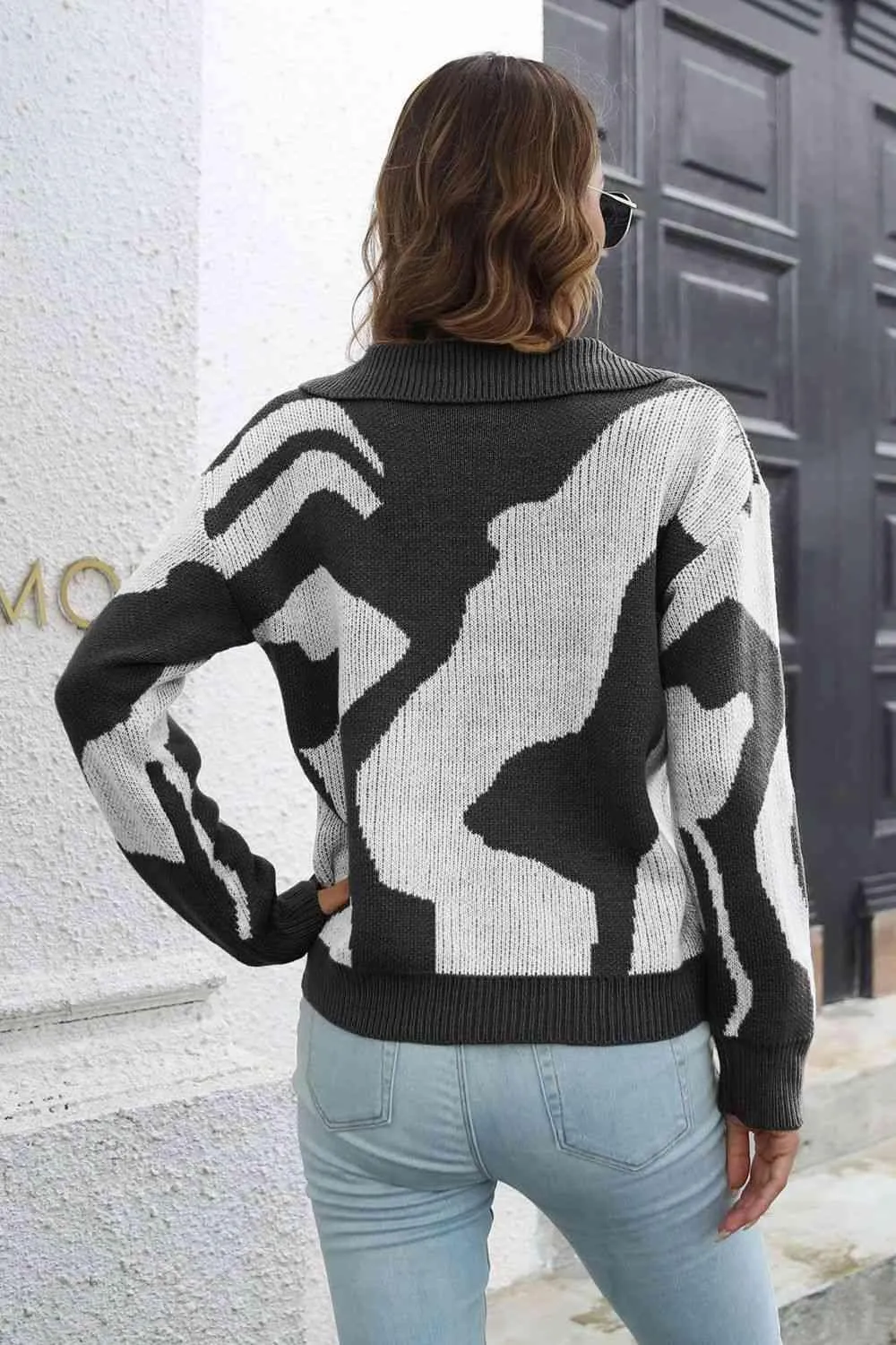 Cozy In Style Two-Tone Collared Pullover Sweater
