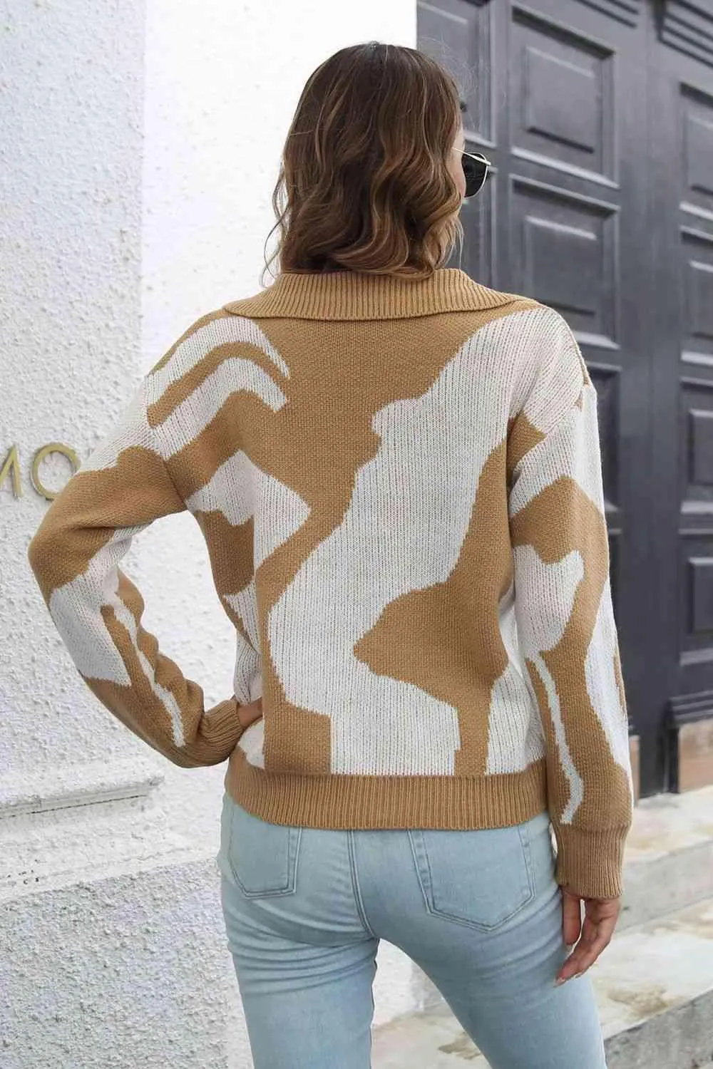 Cozy In Style Two-Tone Collared Pullover Sweater