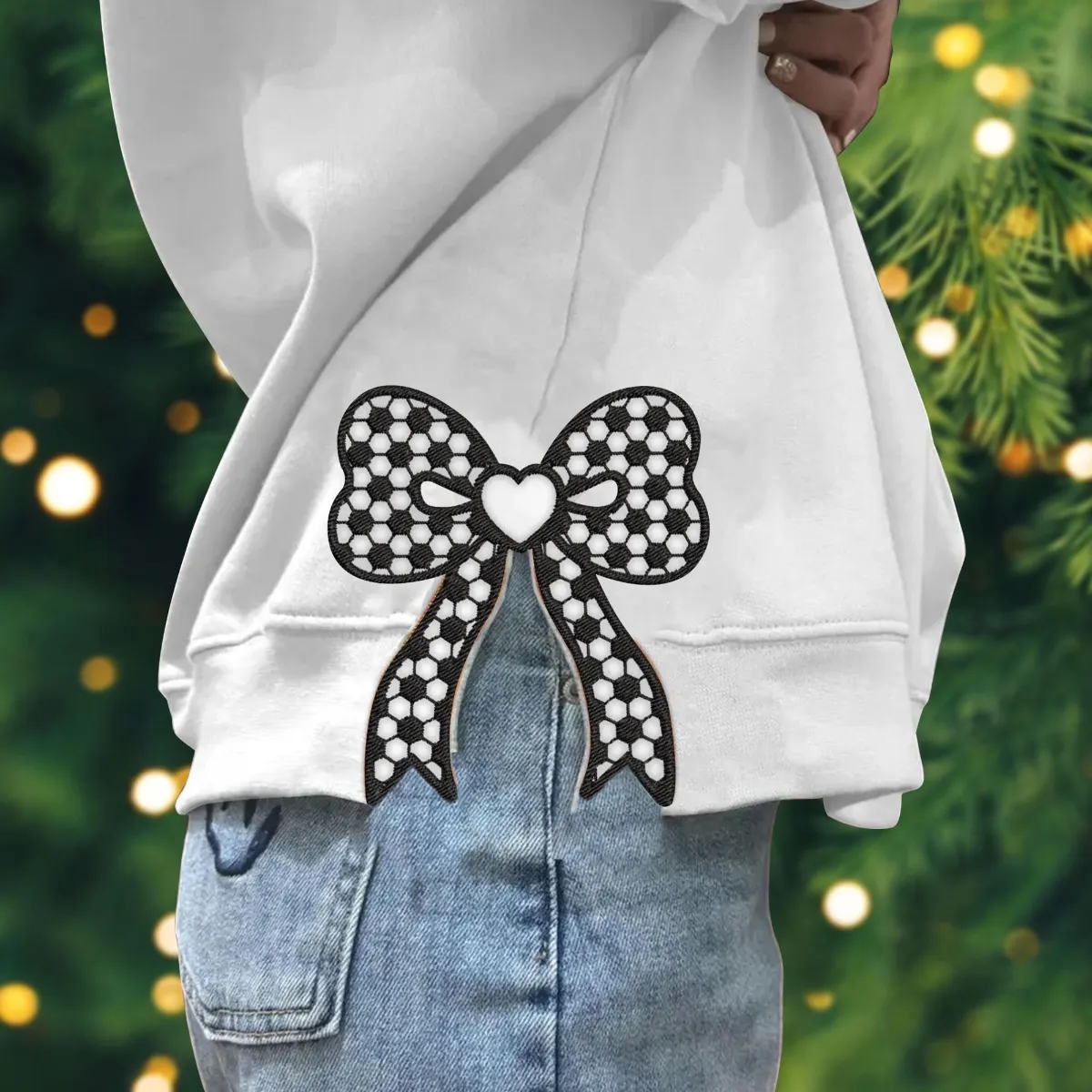 Custom Baseball Side Bow Cut-Out Sweatshirt, Trendy Coquette Bow, Baseball Mom Embroidered Sweatshirt, Sport Gift