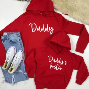 Daddy & Daddy's Bestie Chelsea Script Fire Red Hoodies (MRK X)