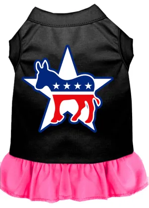 Democrat Screen Print Dress Black With Bright Pink Lg