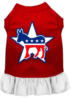 Democrat Screen Print Dress Red With White Sm
