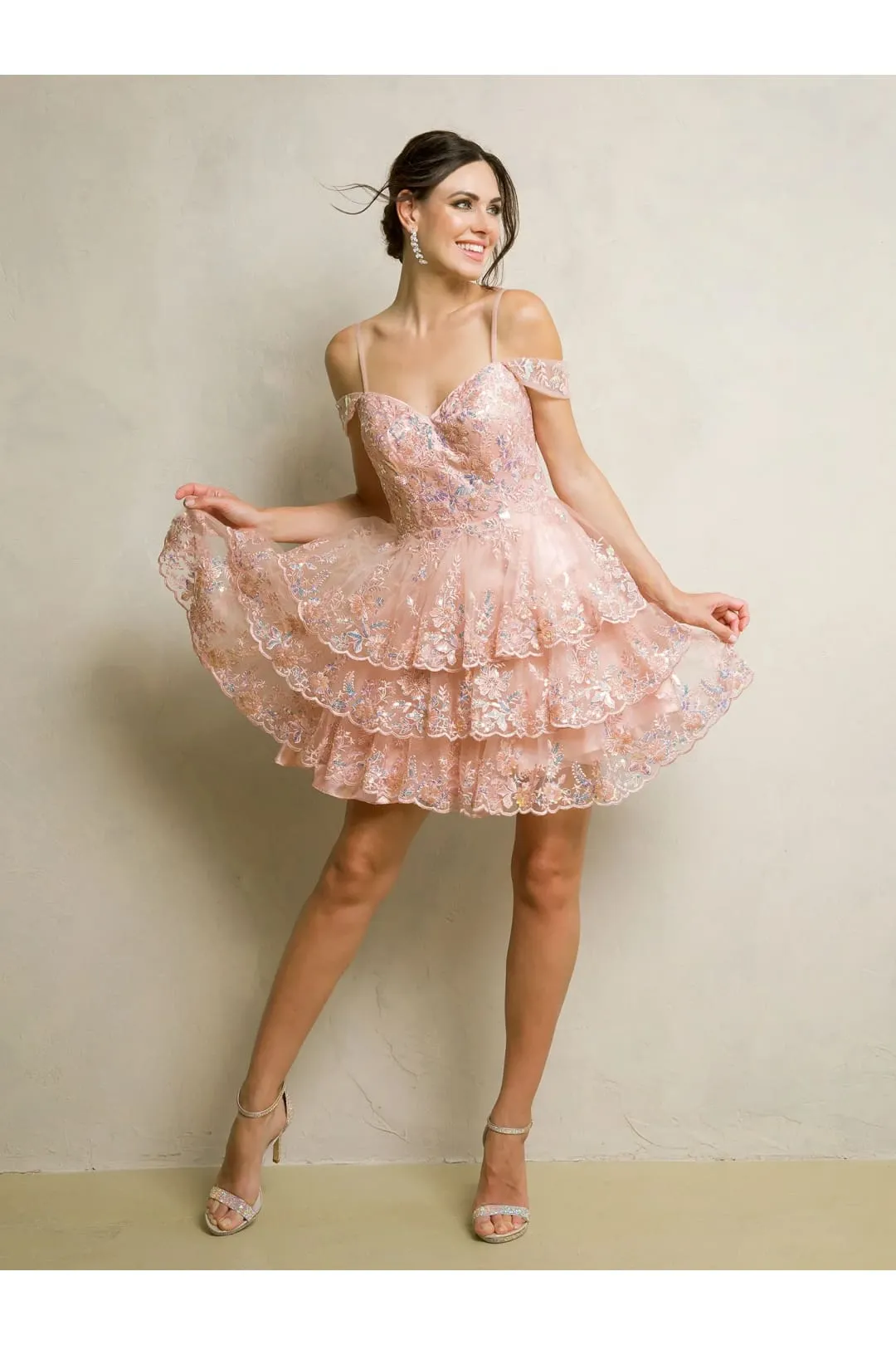 Eva USA 5288 A Line Homecoming Short  Lace Cocktail Dress