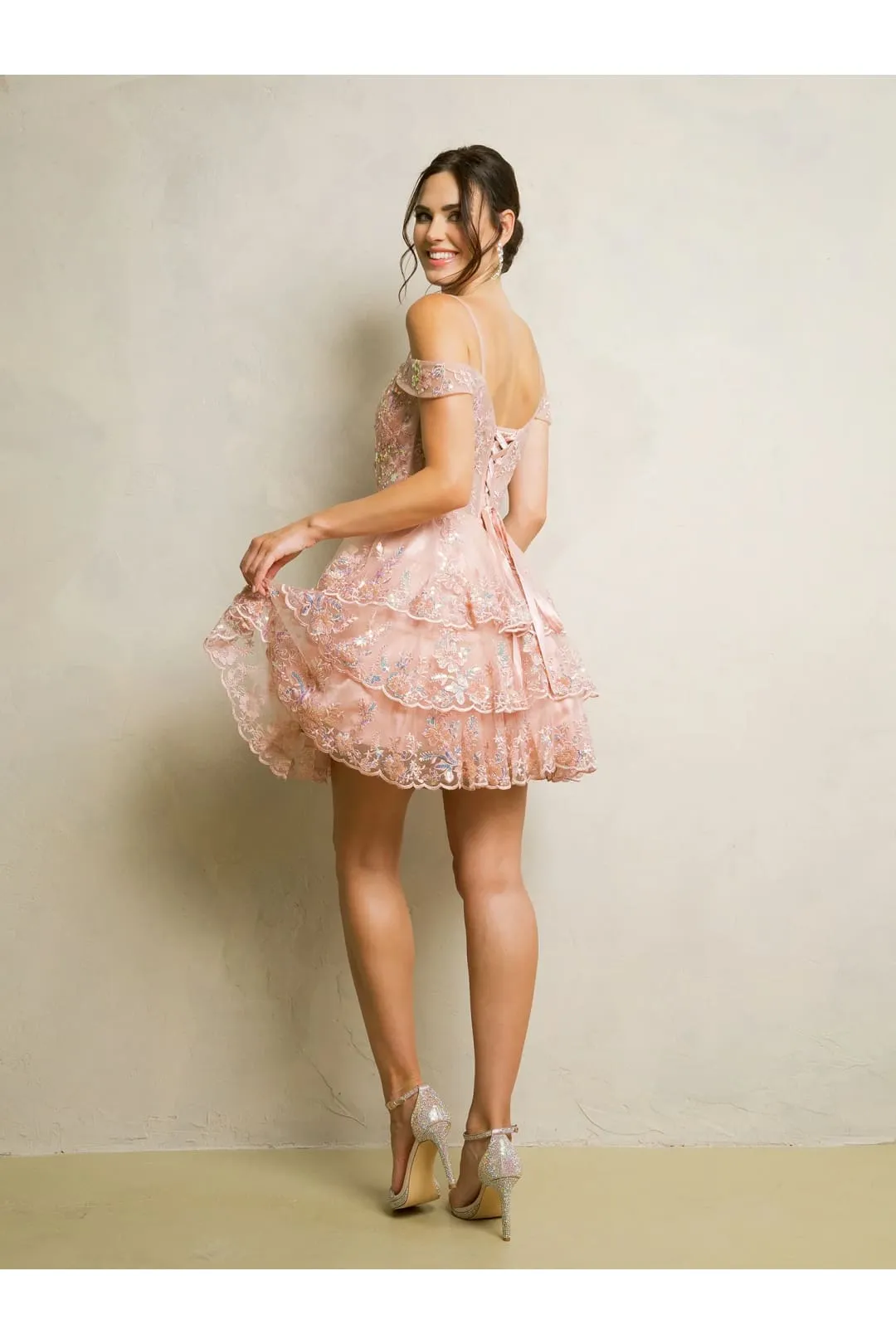 Eva USA 5288 A Line Homecoming Short  Lace Cocktail Dress
