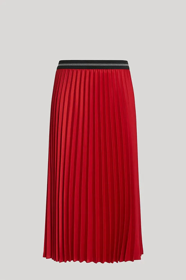 FALDA CREPE ENVERS SATIN PLEATED SKIRT