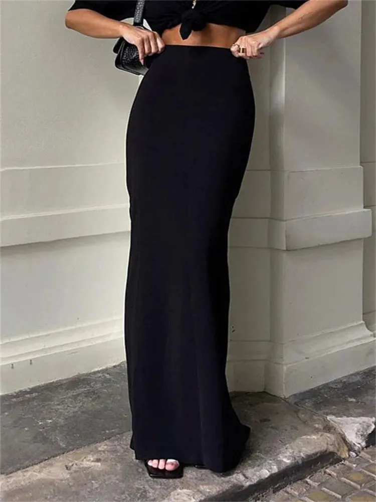 Fashion For Women Black Long Skirts High Waist Slim Seamless Elegant Ladies Gown Casual Summer New Female Maxi Skirts