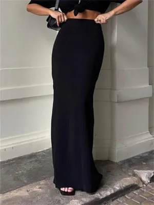 Fashion For Women Black Long Skirts High Waist Slim Seamless Elegant Ladies Gown Casual Summer New Female Maxi Skirts