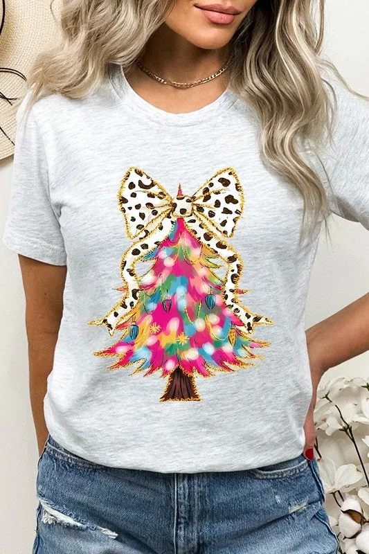 Faux Glitter Colorful Christmas Tree Graphic Tee