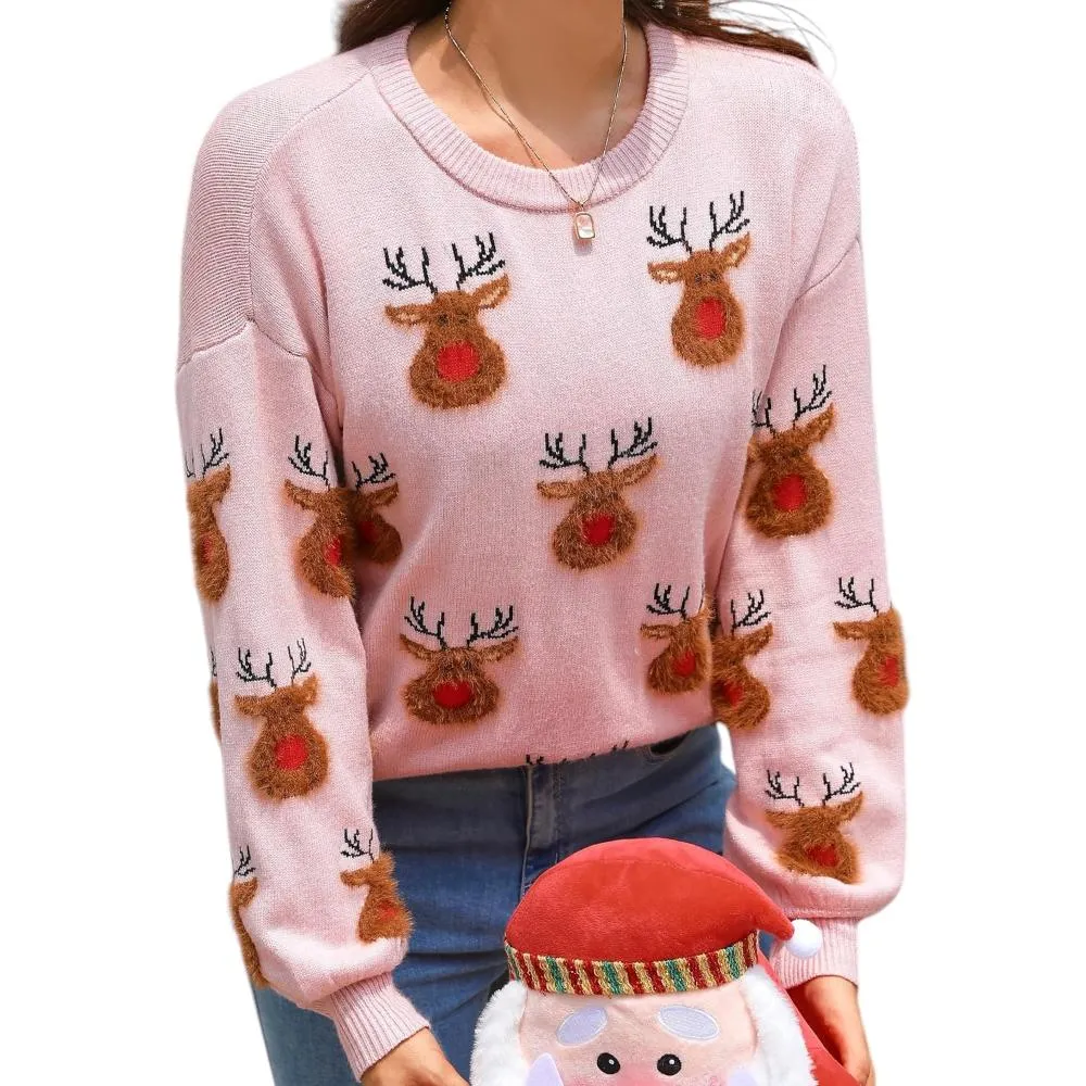 Festive Knitted Sweater With Christmas Holiday Theme