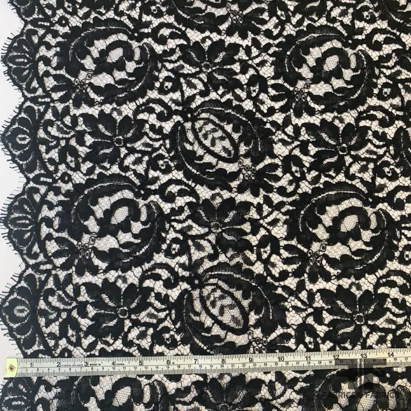 French ‘Flowers in Bloom’ Chantilly Lace - Black
