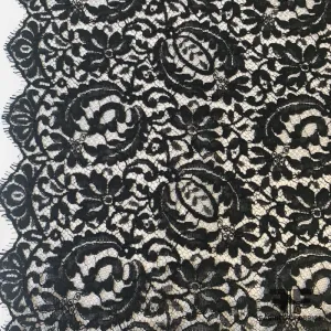 French ‘Flowers in Bloom’ Chantilly Lace - Black