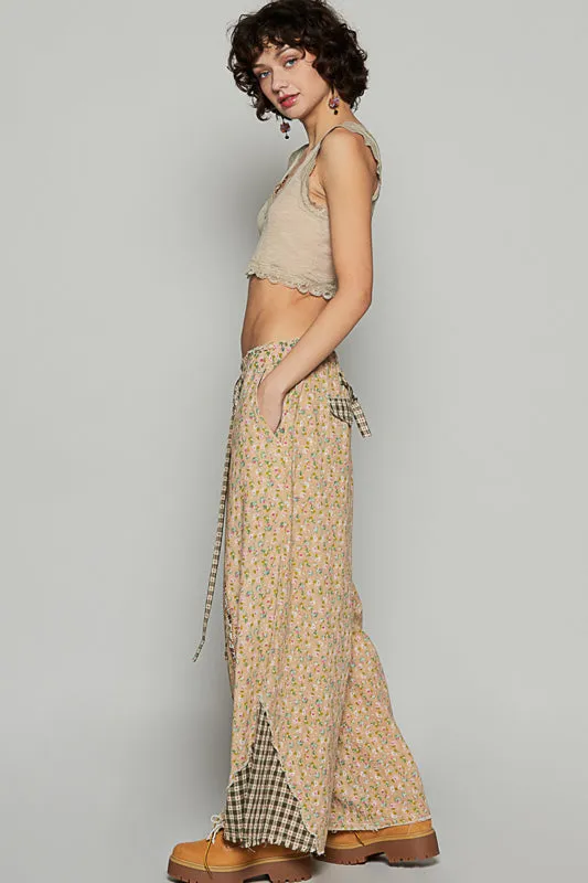 Front Ribbon Floral Pants