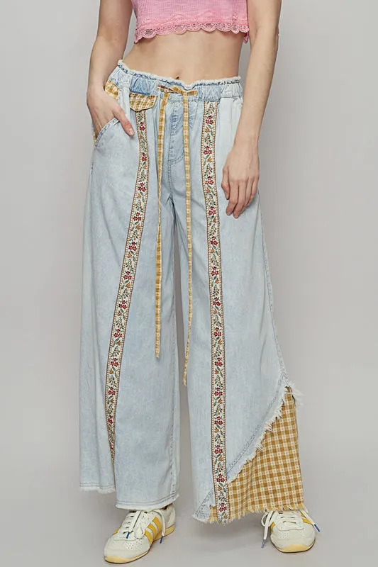 Front Ribbon Floral Pants