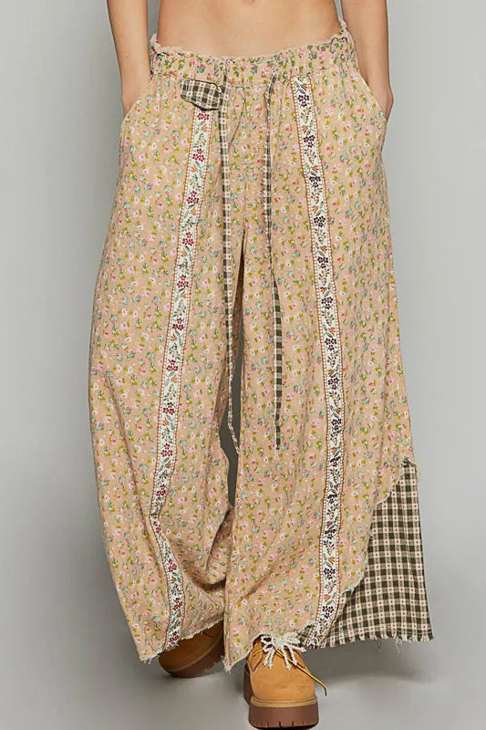 Front Ribbon Floral Pants