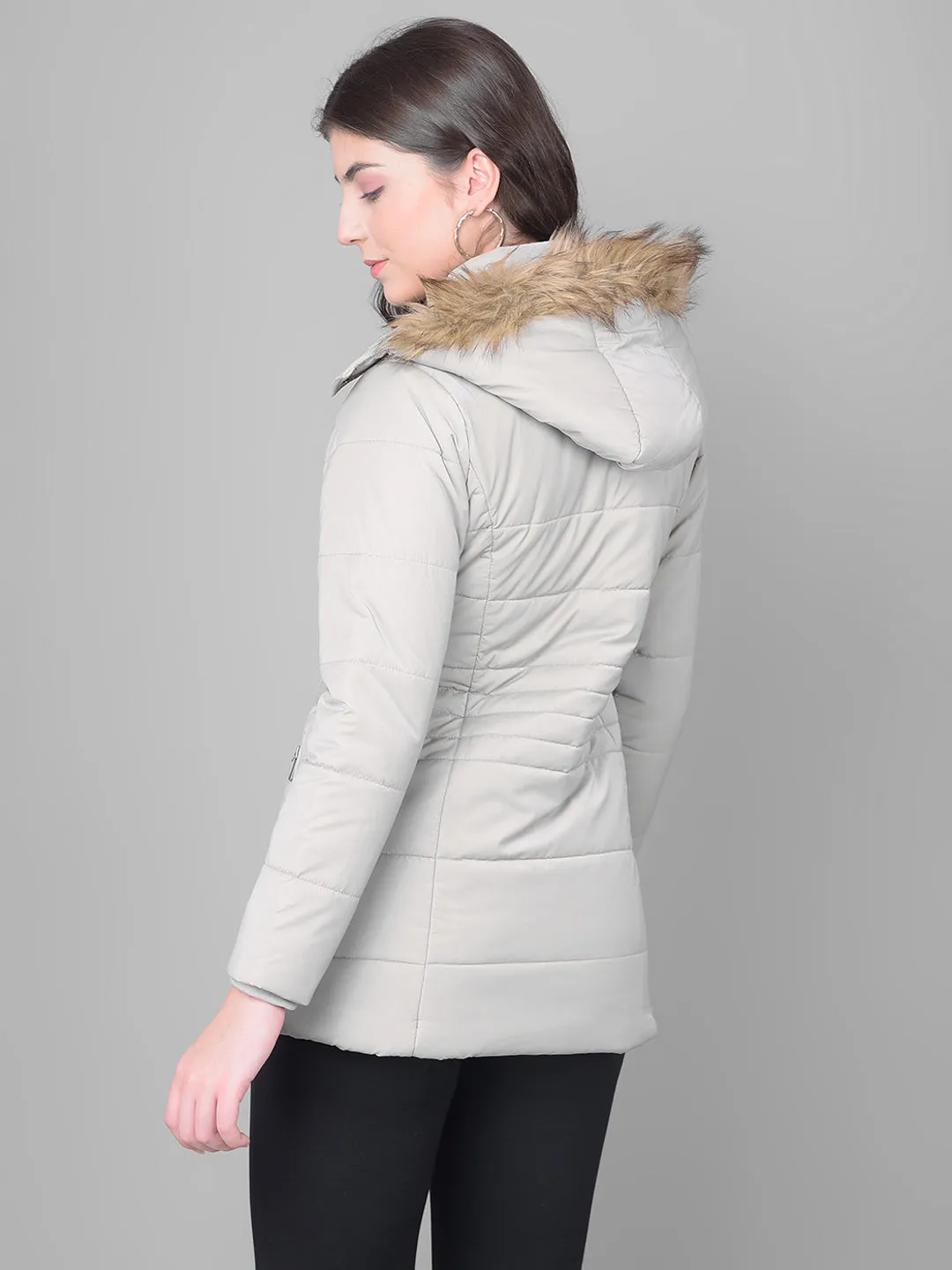 Grey Hooded Puffer Jacket