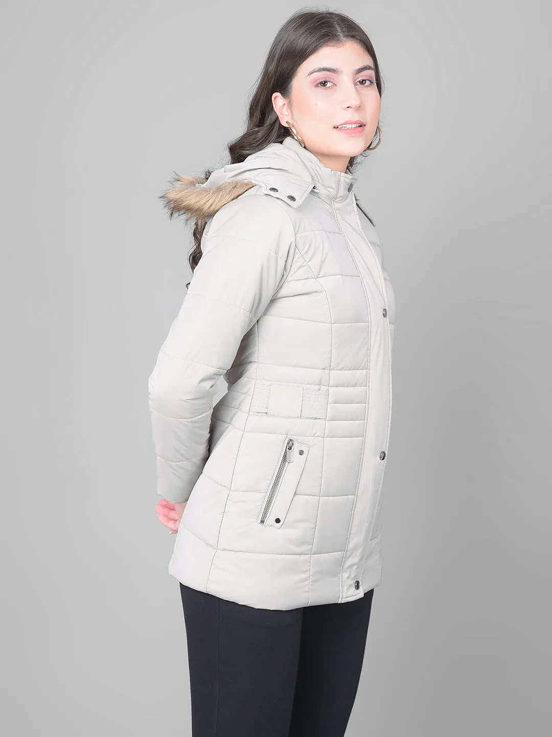 Grey Hooded Puffer Jacket
