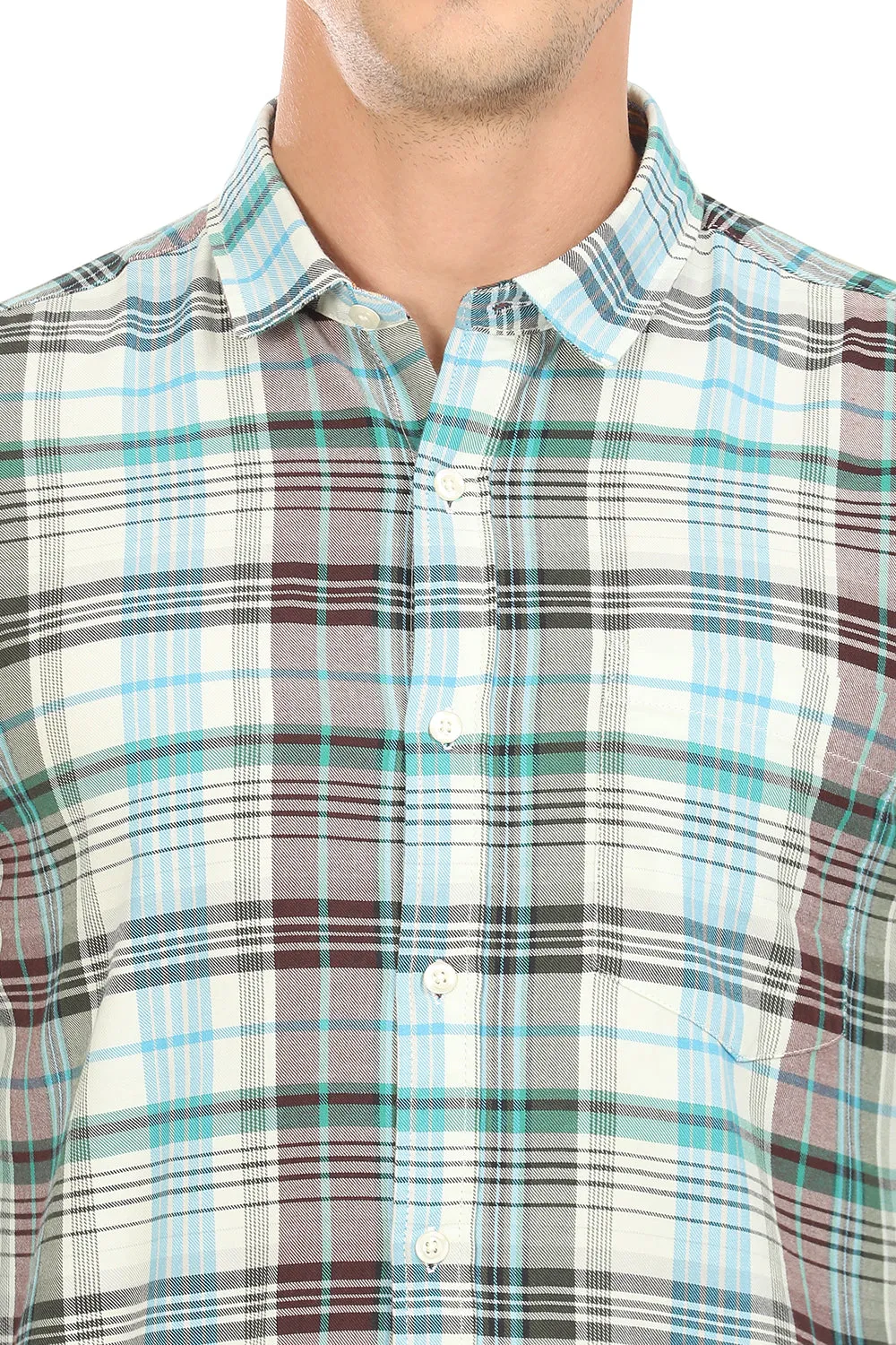 Gridline Checkered Shirt - Green x Brown