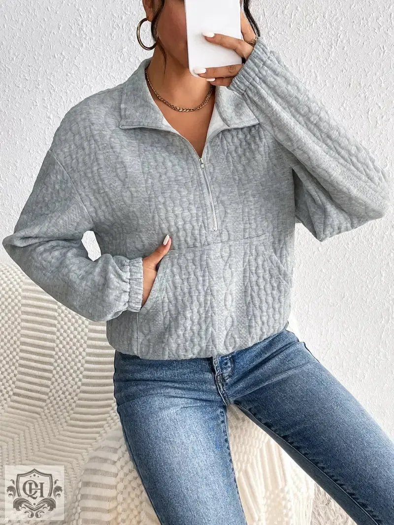 Half Zipper Long Sleeve Top