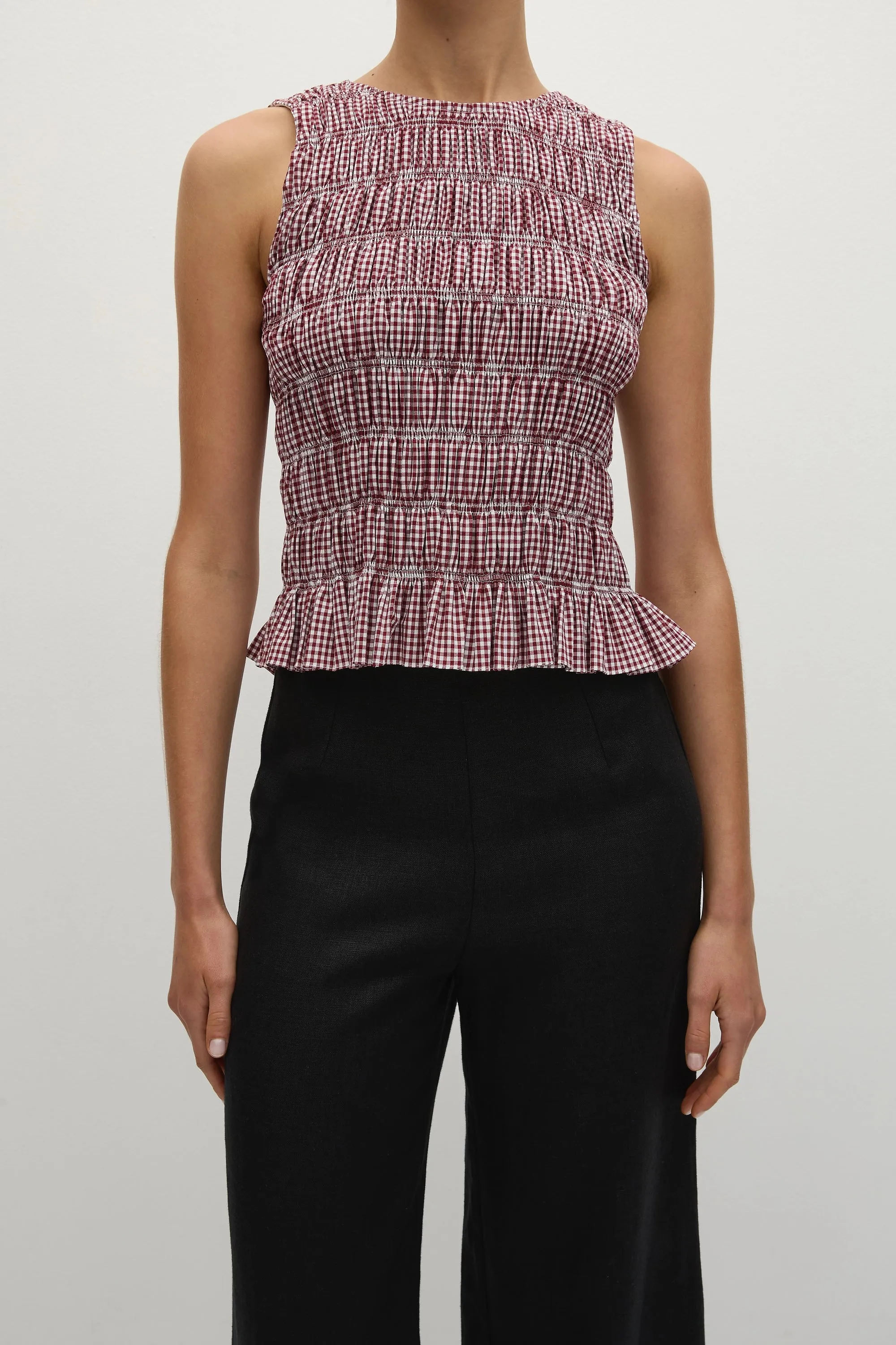 Heidi Top Gingham Deep Red
