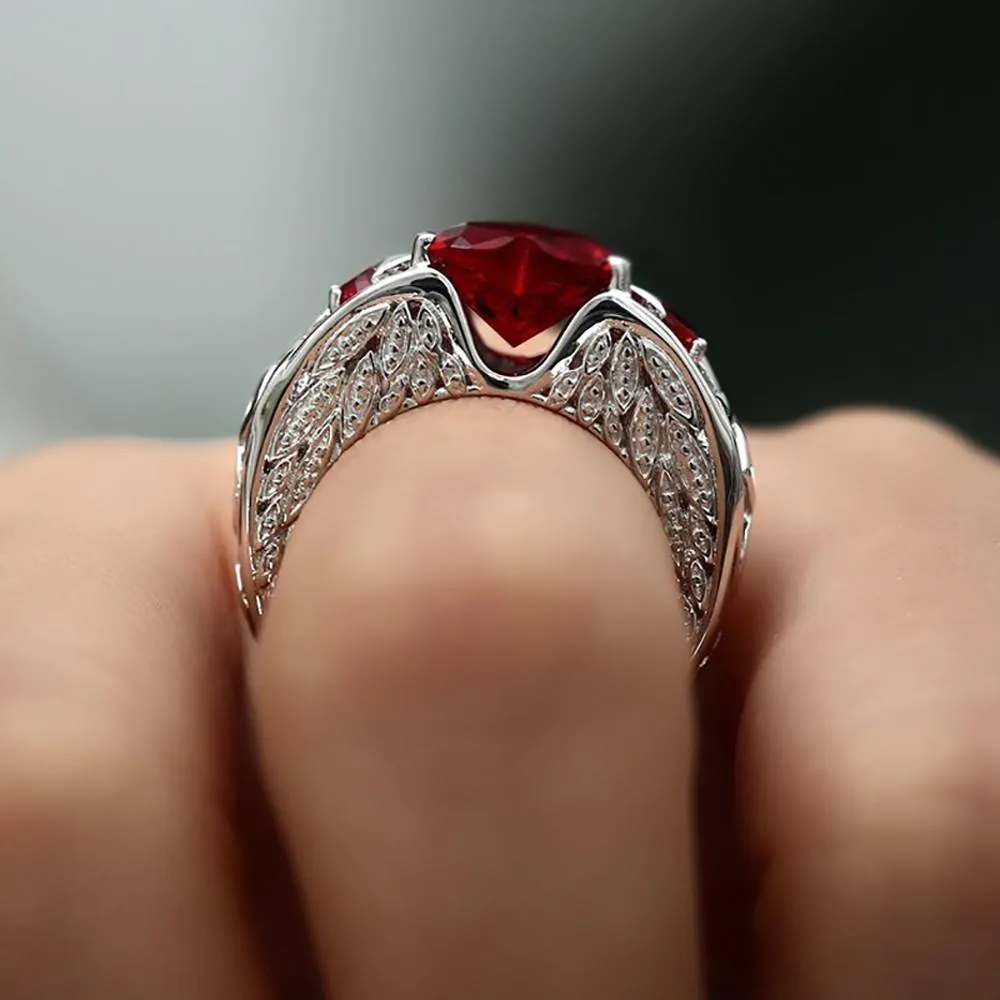 Hollow Heart Crown Trendy Crystal Bride Wedding Engagement Party Ring