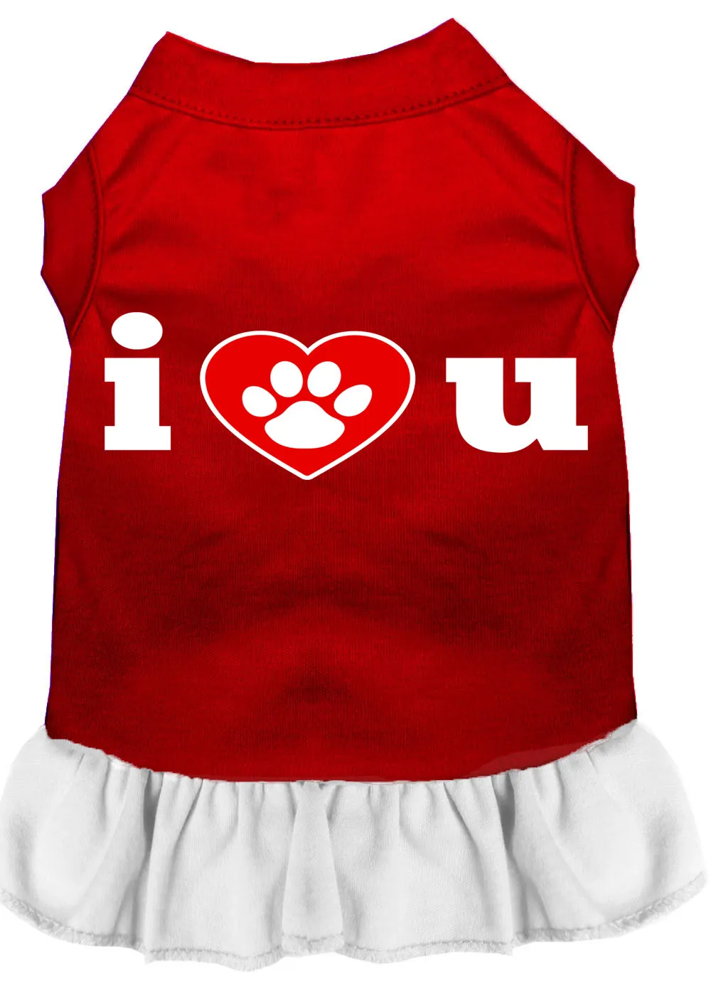 I Heart You Screen Print Dress Red With White Xl