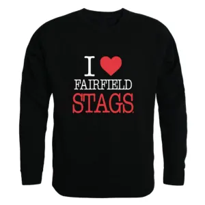 I Love Fairfield University Stags Fleece Crewneck Pullover Sweatshirt