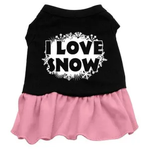 I Love Snow Screen Print Dress Black with Pink Sm (10)