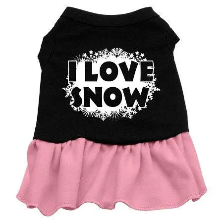 I Love Snow Screen Print Dress Black with Pink Sm (10)