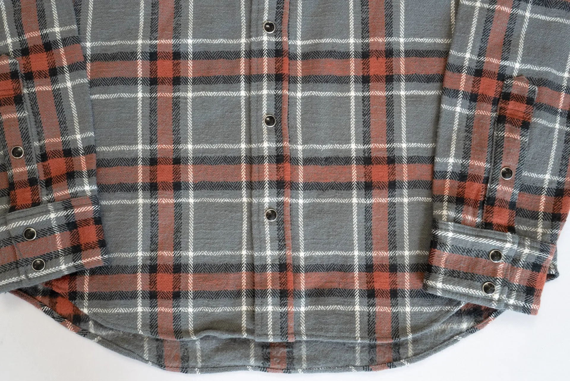 Iron Heart Ultra-Heavy "Slubby" Flannel Classic Check Western Shirt (Battleship Grey)