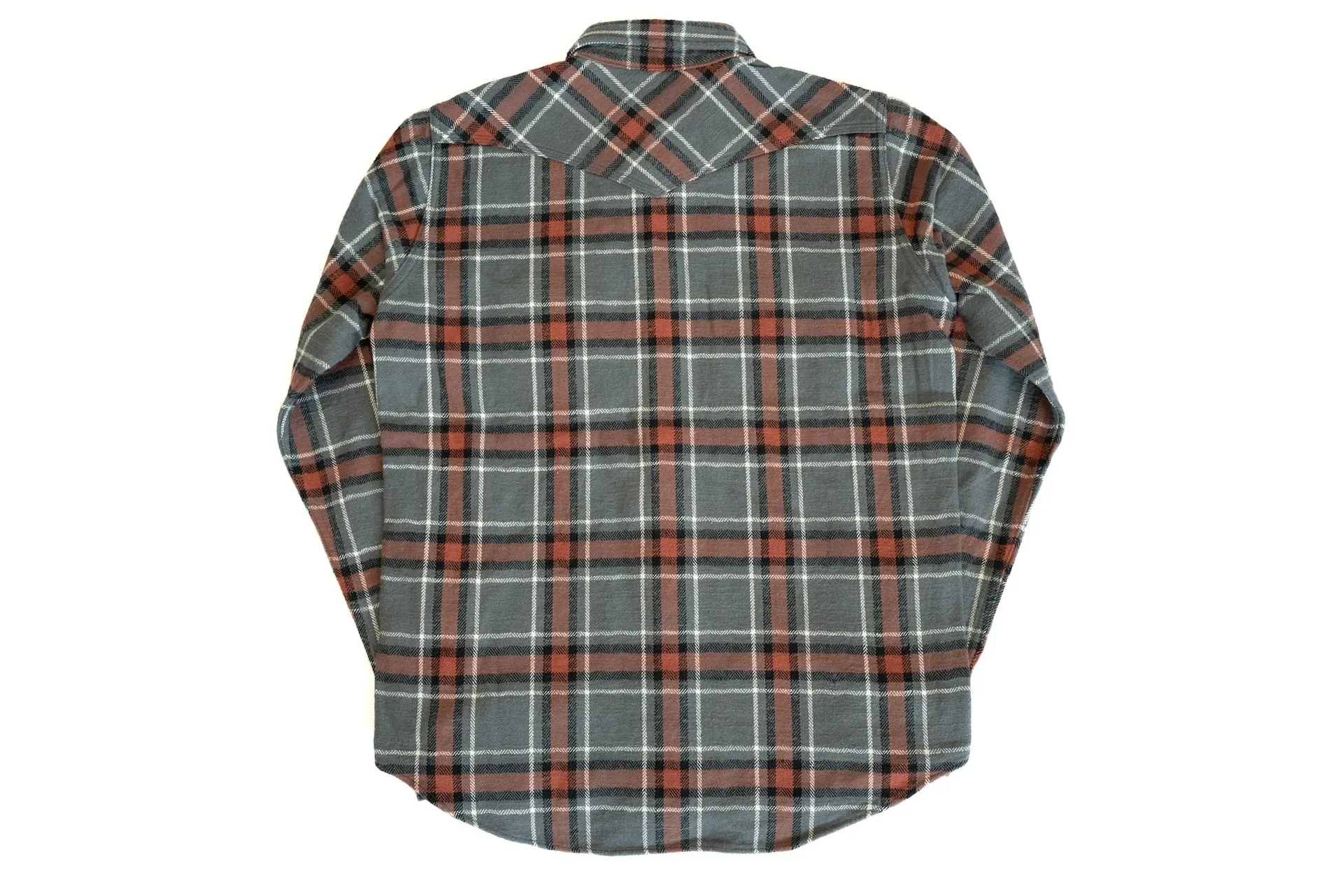 Iron Heart Ultra-Heavy "Slubby" Flannel Classic Check Western Shirt (Battleship Grey)