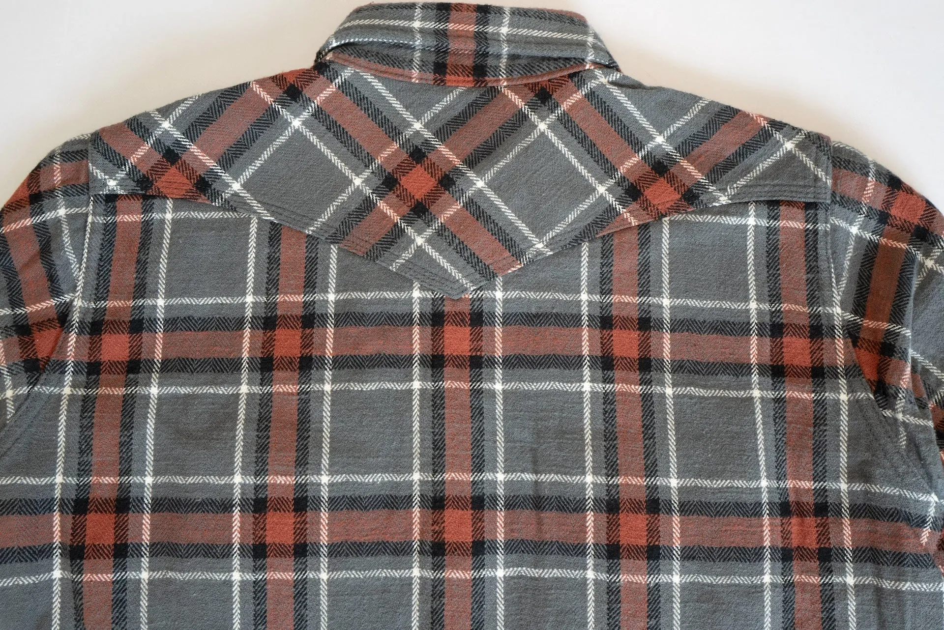 Iron Heart Ultra-Heavy "Slubby" Flannel Classic Check Western Shirt (Battleship Grey)