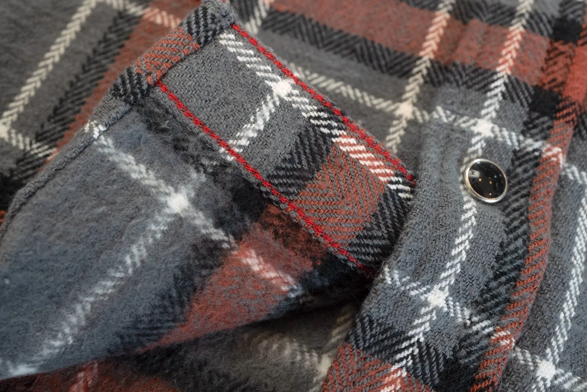 Iron Heart Ultra-Heavy "Slubby" Flannel Classic Check Western Shirt (Battleship Grey)