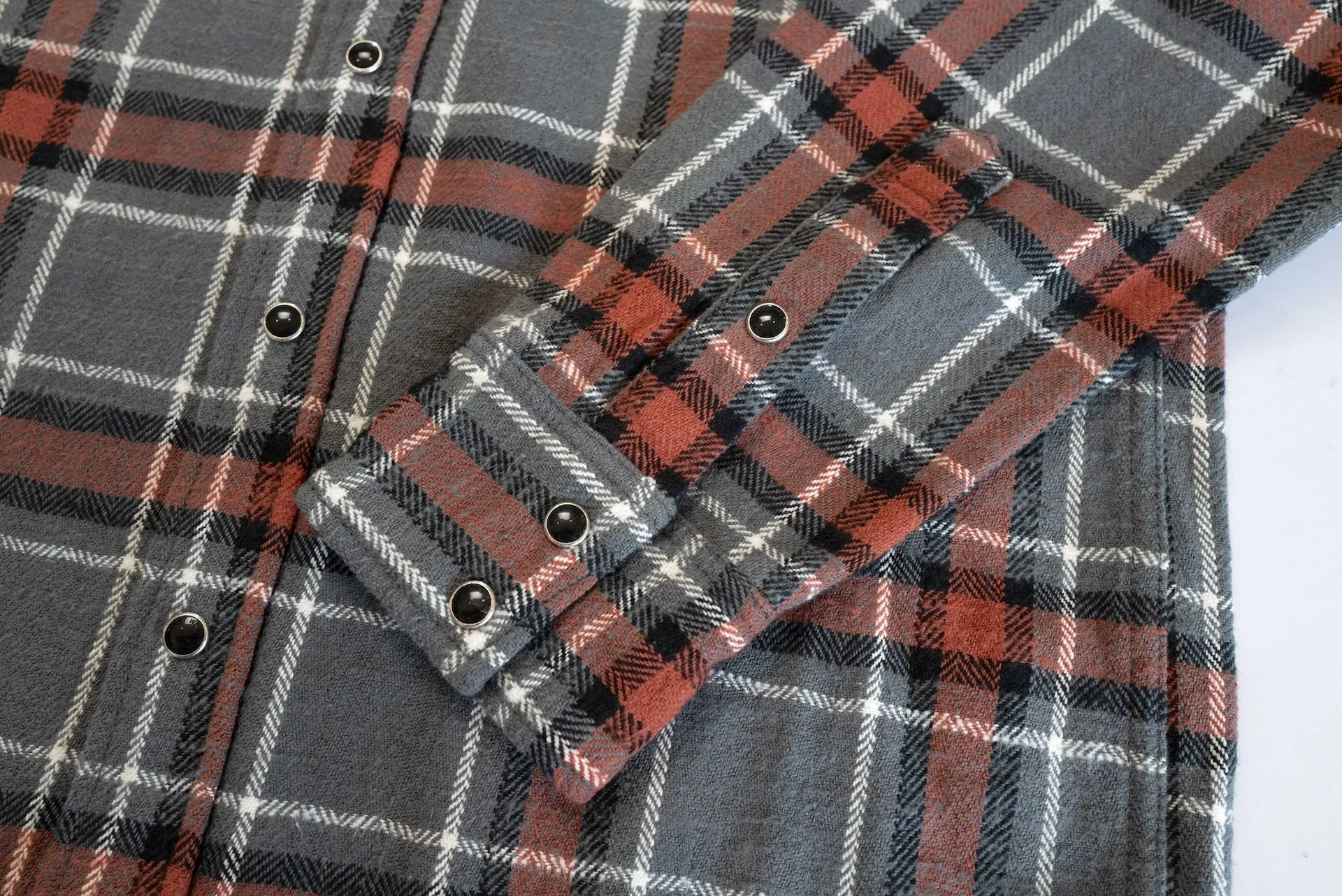 Iron Heart Ultra-Heavy "Slubby" Flannel Classic Check Western Shirt (Battleship Grey)