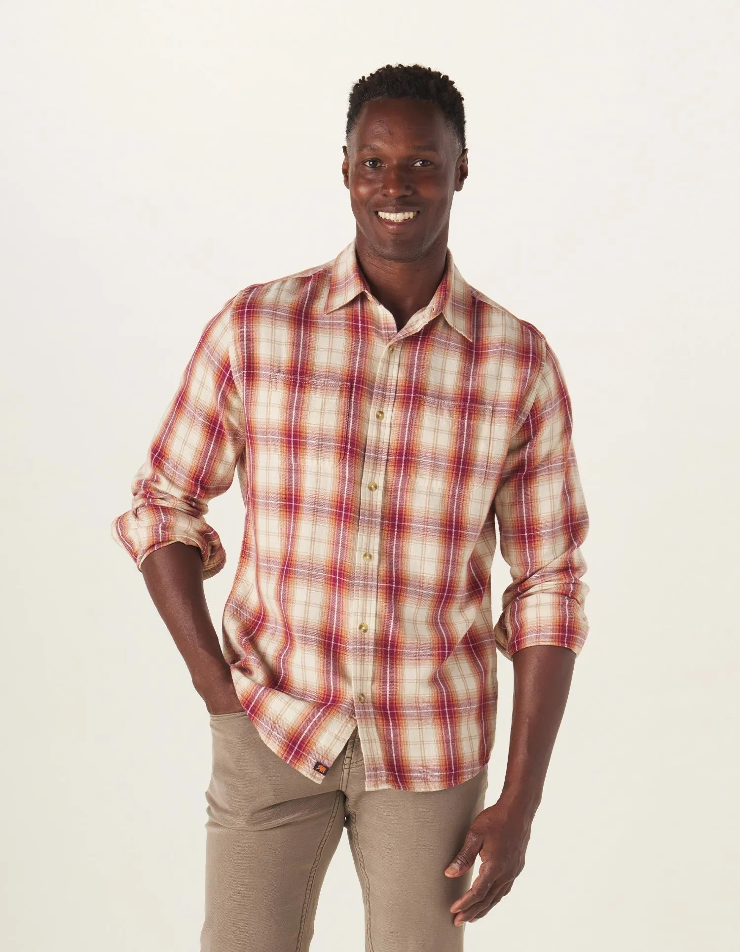 Jackson Button Up Shirt in Wine Plaid