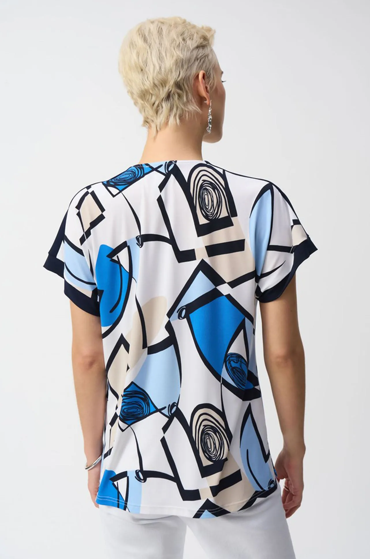 Joseph Ribkoff - Silky Knit Geometric Print Straight Top