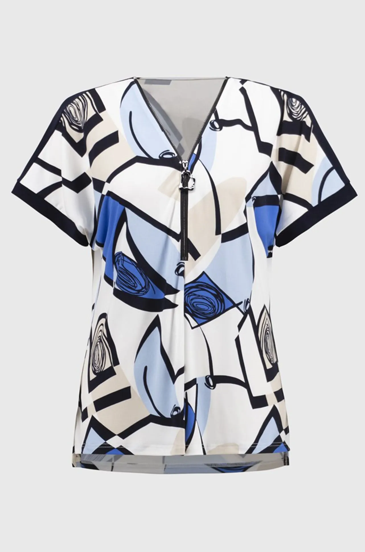 Joseph Ribkoff - Silky Knit Geometric Print Straight Top