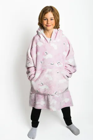 Kids Giant Hoodie Llama Face Light Pink