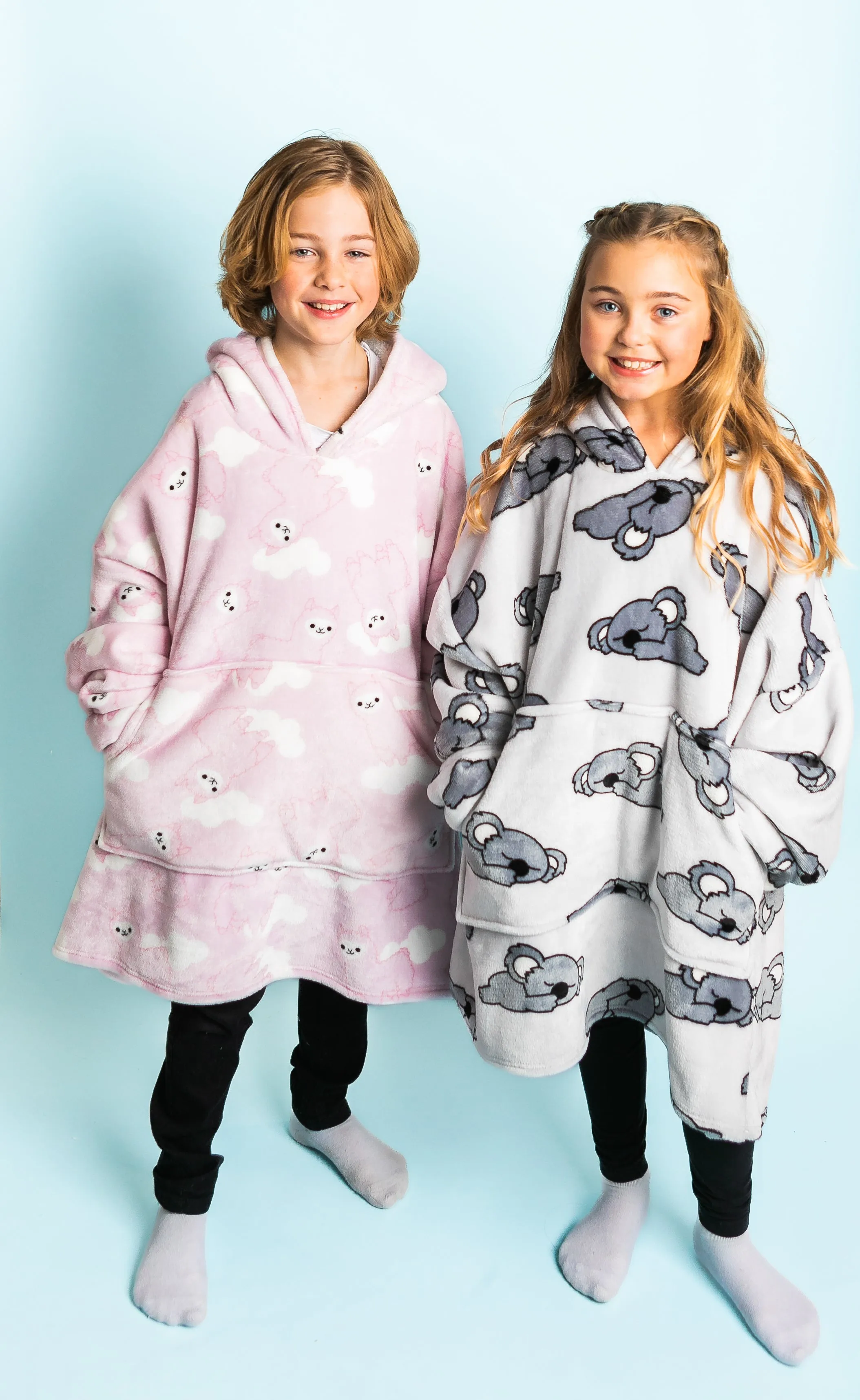 Kids Giant Hoodie Llama Face Light Pink