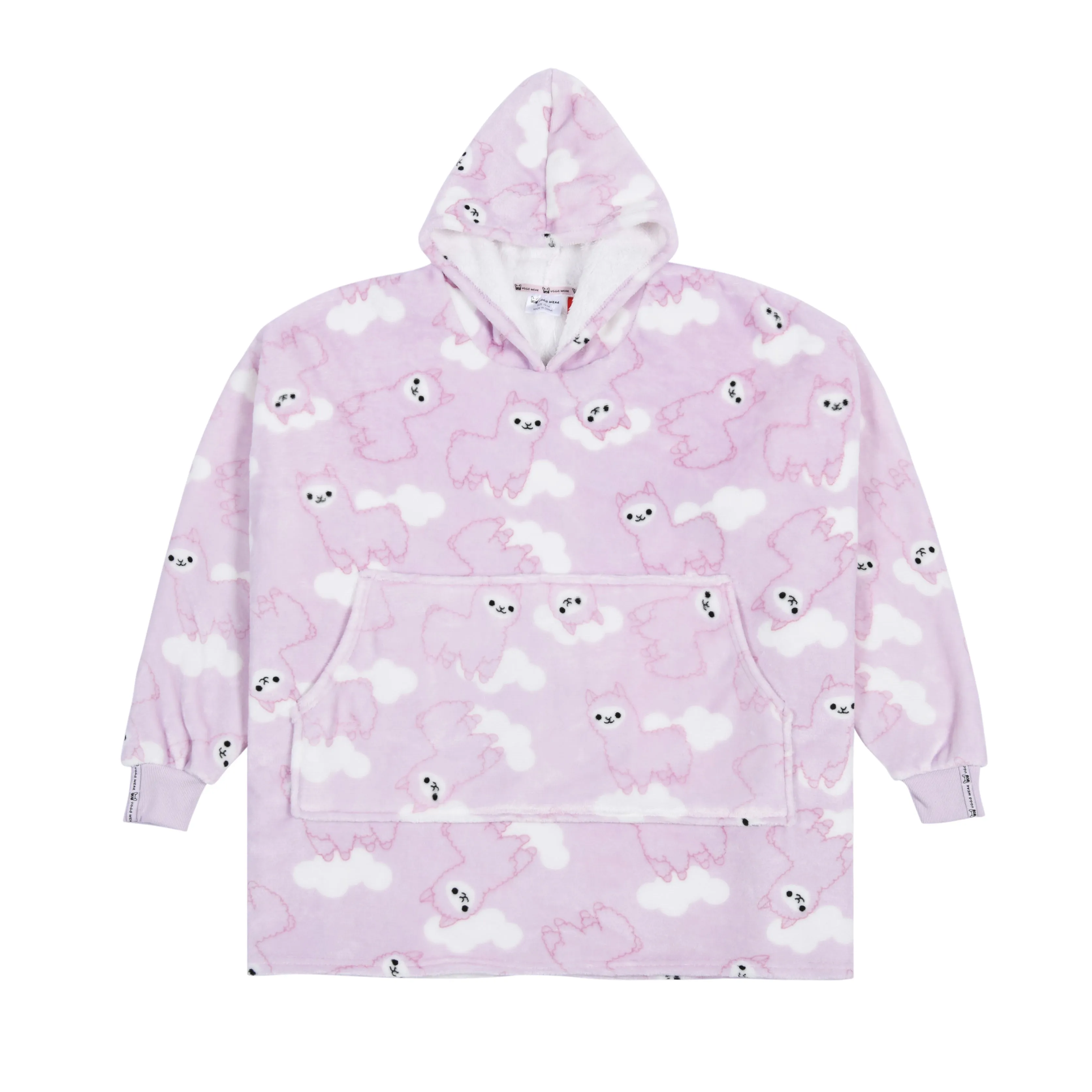 Kids Giant Hoodie Llama Face Light Pink