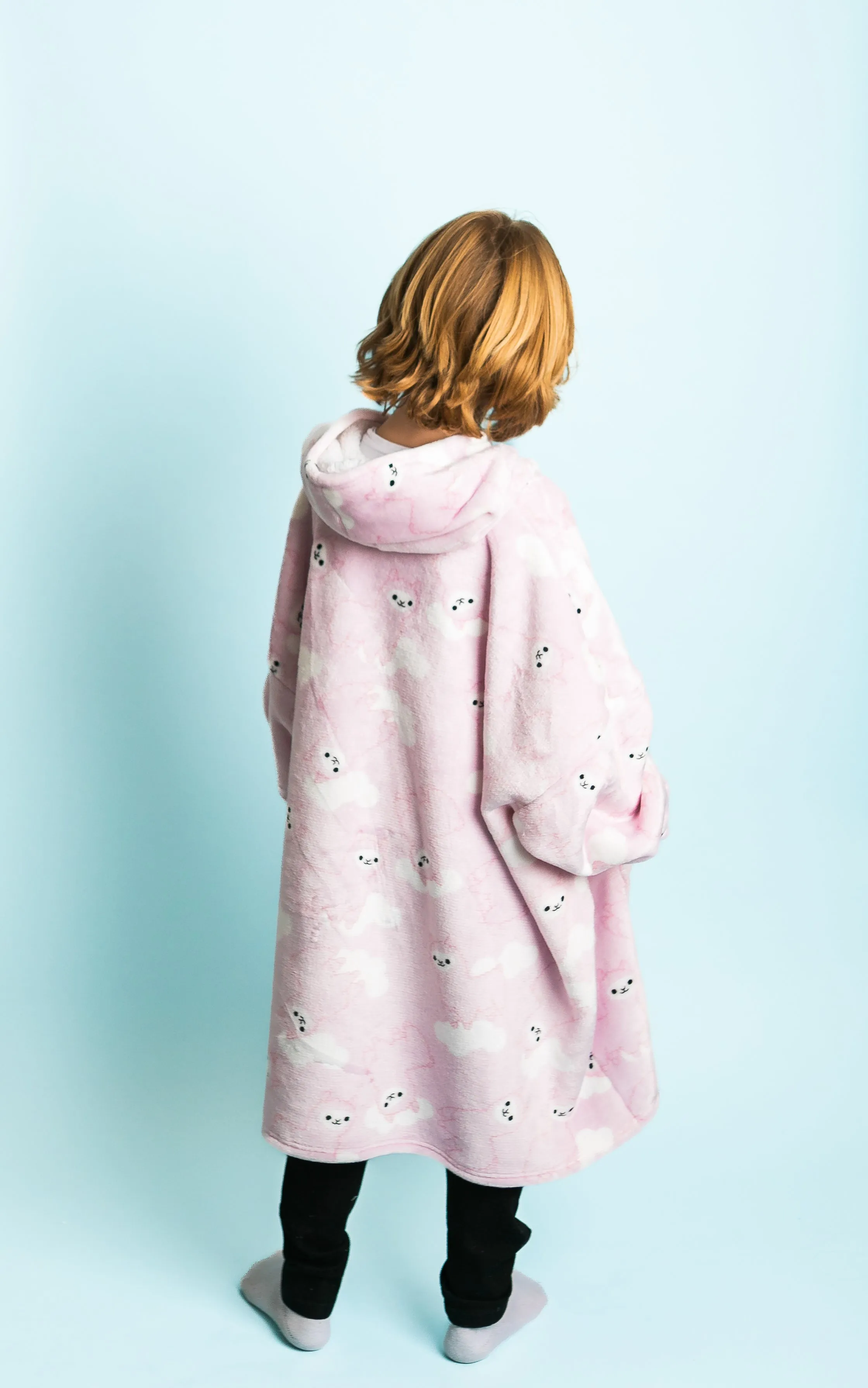 Kids Giant Hoodie Llama Face Light Pink