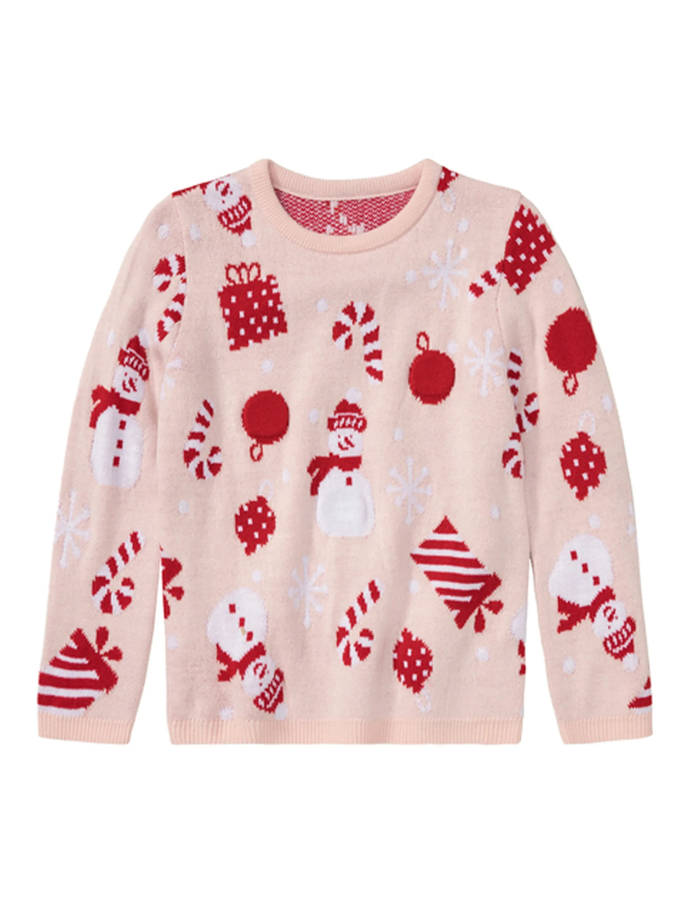 Kids Girl's Printed Christmas Sweater,Light Pink