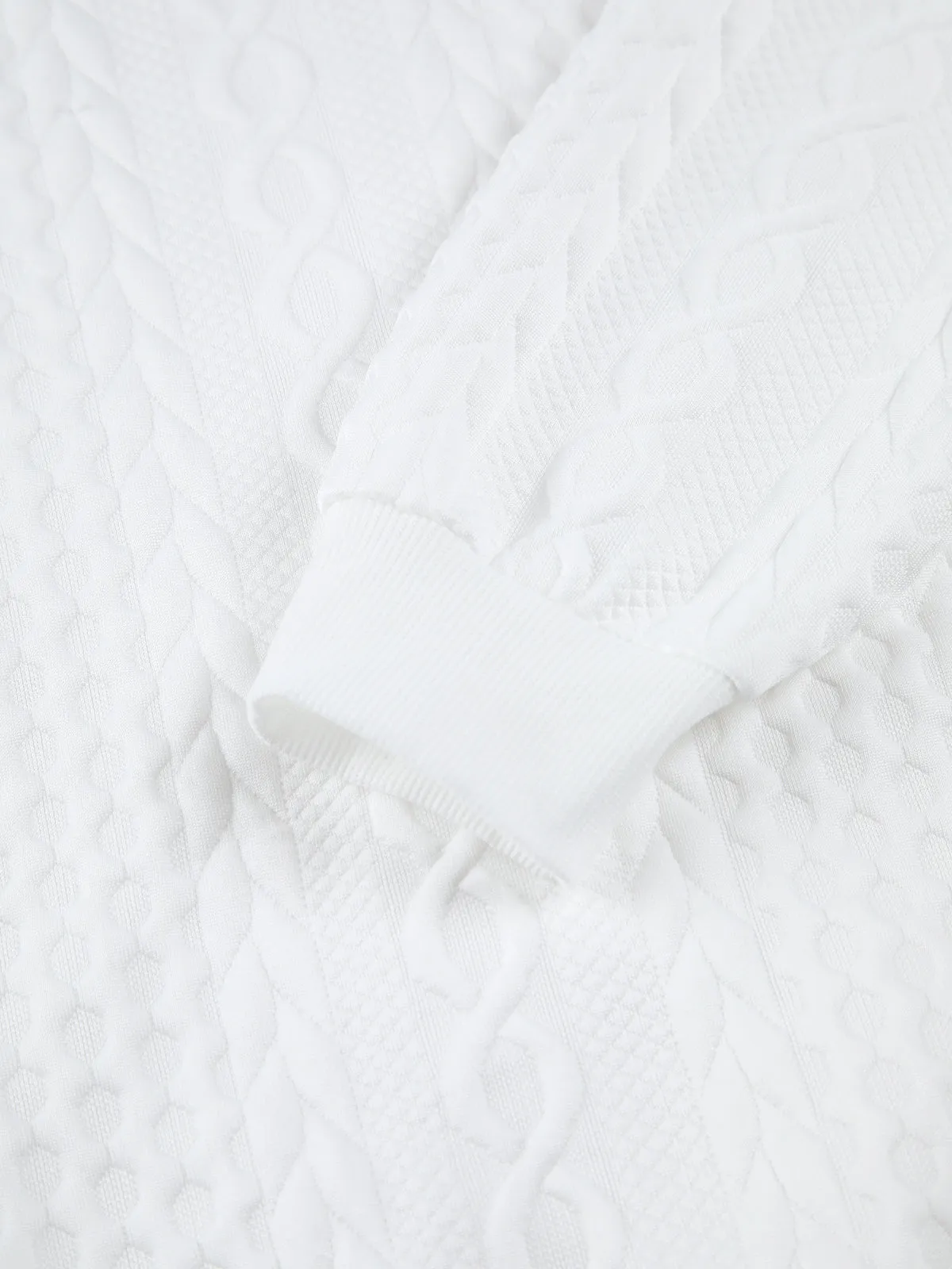 Knit Cable Long Trendy Sleeve Drawstring Hoody