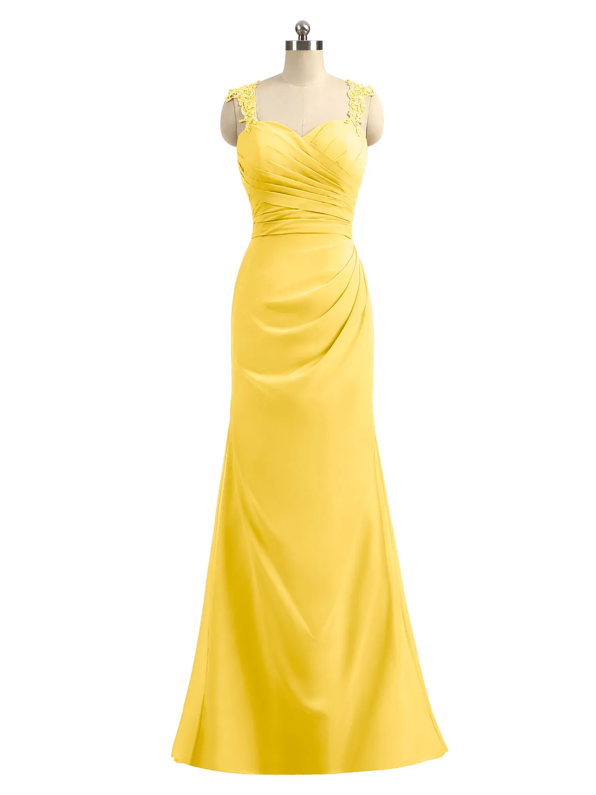 Lace Appliqued Strap Sheath Open Back Dress Marigold Plus Size
