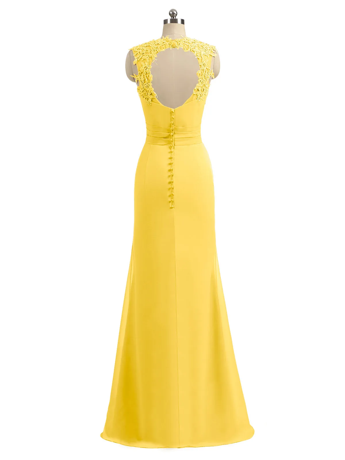 Lace Appliqued Strap Sheath Open Back Dress Marigold Plus Size